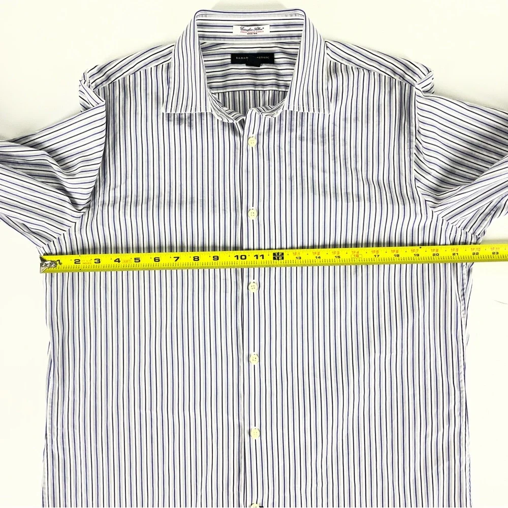 Banana Republic Slim Fit Italian‎ Fabric Blue Stripe Button Down Shirt 16-16.5 L